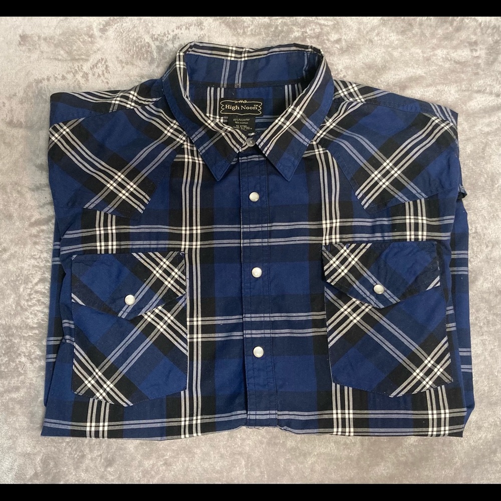 High Noon Western Pearl Snap Shirt XLGTL Plaid